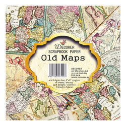 DECORER Scrapbooking-Bastelpapier-Set 20x20 -Old Maps Alte Landkarten