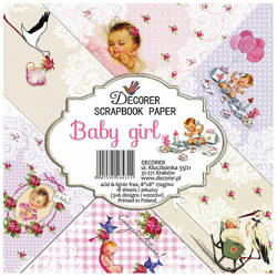 DECORER Scrapbooking-Bastelpapier-Set 20x20 cm - Baby Girl Mädchen