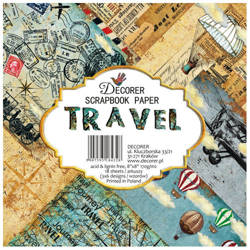 DECORER Scrapbooking-Bastelpapier-Set 20x20 cm - Travel Reise