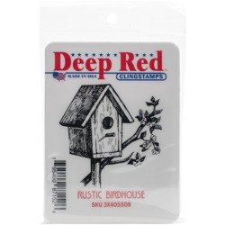 DEEP RED Gummistempel Stempel Motivstempel - Rustikales Vogelhaus Rustic Birdhouse