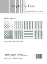 DIXI CRAFT Set 24 Blätter 10,5x14,8cm einseitig Scrapbooking Papier 200g, Basic 2
