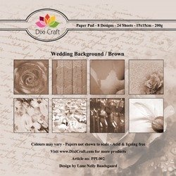 DIXI CRAFT Set 24 Blätter 15x15cm einseitig Scrapbooking Papier 200g Wedding 002