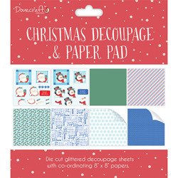 DOVECRAFT Papiere und Elemente - Bastelset Scrapbooking Christmas Decoupage & Paper Pad - Red