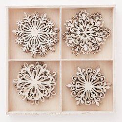 DPCRAFT Dekorpappe Die Cut Chipboard Dekoration Ornament 20 Stk., Schneeflocken