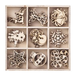 DPCRAFT Dekorpappe Die Cut Chipboard Dekoration Ornament 45 Stk., Blumen Blätter