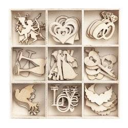 DPCRAFT Dekorpappe Die Cut Chipboard Dekoration Ornament 45 Stk., Hochzeit Liebe