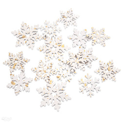DPCRAFT Dekorpappe Die Cut Chipboard Dekoration Ornament - Schneeflocken 15 Stück weiß vergoldet