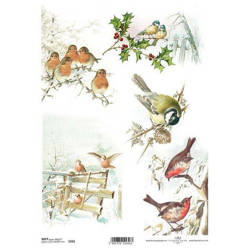 Decoupage Papier A4 SOFT ITD-S355, Weihnachten, Vögel