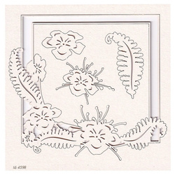 Dekorpappe Die Cut Chipboard - Farn - quadratischer Rahmen - Farn Blume quadratischer Rahmen - Scrapiniec