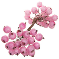 Eberesche Vogelbeerbaum gefrostete Beere Draht 40 Bälle/1 Zweig, rosa