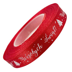 Fröhliche Weihnachten rot Satinband 12mm x 23m