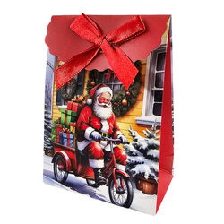 Geschenksack Weihnachtsmann auf dem Fahrrad