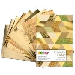 HAPPY COLOR A4 Set 10Blatt Block metallischer Goldpapiere Bastelpapier, Gold