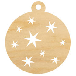 HOLZKUGEL Anhänger aus Holz, Ornament Weihnachtskugel 6 cm - Sterne