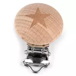 Holz SCHNULLER CLIP DIY Baby molaren Beißring Kette Spielzeug Metallclip Stern