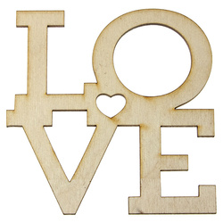Holzdekoration LOVE-Inschrift