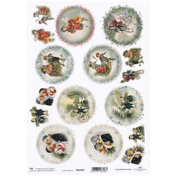 ITD COLLECTION 21x29cm A4 einseitig Scrapbooking Craft Papier 250g - TAG0189 Kinder Vintage Weihnachten