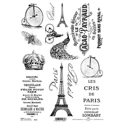 ITD Decoupage Papier SOFT ITD-S0115 - A4 Pfau, Paris, Fahrrad, Eiffelturm