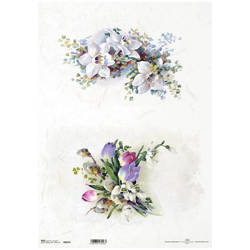 ITD Reispapier Decoupage Bastelpapier, A3 829L Frühlingsblumen, Tulpe, Orchidee