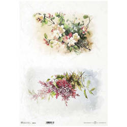 ITD Reispapier Decoupage Bastelpapier, A3 R0815L Kirschblüten, lila Blüten