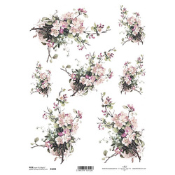 ITD Reispapier Decoupage Bastelpapier, A4 R1098 Blumen