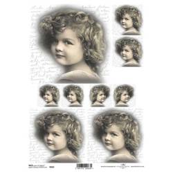 ITD Reispapier Decoupage Bastelpapier, Kinder, Mädchen, Kinderporträts, Retro-Stil R0263