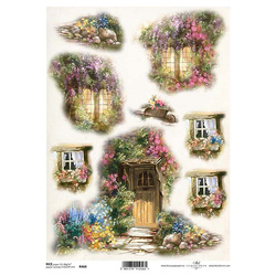 ITD Reispapier Decoupage Bastelpapier, R0460 Fenster und Türen