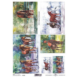 ITD Reispapier Decoupage Bastelpapier R1218, Malerei, Pferde