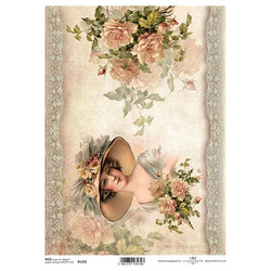 ITD Reispapier Decoupage Bastelpapier, R1315 Retro-Frauenporträt