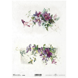 ITD Reispapier Decoupage Bastelpapier, R1984 Clematis, Frühlingsblumen