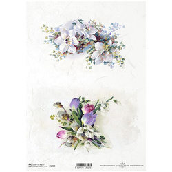 ITD Reispapier Decoupage Bastelpapier, R1989 Frühlingsblumen, Tulpe, Orchidee