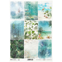 ITD Reispapier Decoupage Bastelpapier R2021 Tropische Träume: Muscheln, Segelboot, Fische, Seepferdchen