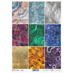 ITD Reispapier Decoupage Bastelpapier R2045 Gold, Achat, Amethyst, Malachit, Türkis, Silber, Azur, Rubin, Bernstein