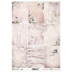 ITD Reispapier Decoupage Bastelpapier R2047 Vögel, Blumen, Schmetterlinge, abblätternde Farbe,