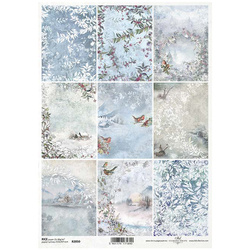 ITD Reispapier Decoupage Bastelpapier R2050 Frost gemalt, Ansichten, Vögel