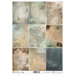 ITD Reispapier Decoupage Bastelpapier Segelschiff, Schiff, alte Karte, Fernglas, Kompass R2068