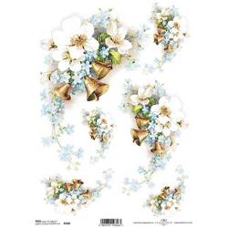 ITD Reispapier Decoupage Bastelpapier Serviettentechnik, ITD-R360 Blumen, Vergissmeinnicht