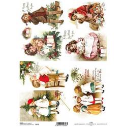 ITD Reispapier Decoupage Bastelpapier Serviettentechnik-R0775 Weihnachten, Kinder, Geschenke, Weihnachtsmann