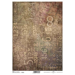 ITD Reispapier Decoupage Bastelpapier Serviettentechnik-R1115 - A4 retro, Vintage, Hintergrund, Zahl, Ziffern, Zahlen, Zahlen, Steampunk, Rost