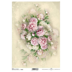 ITD Reispapier Decoupage Bastelpapier Serviettentechnik-R1165 - A4 Pfingstrosen