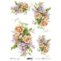 ITD Reispapier Decoupage Bastelpapier Serviettentechnik-R1206 / Flieder, Rosen