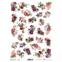 ITD Reispapier Decoupage Bastelpapier Serviettentechnik-R1338 Rosen