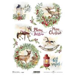 ITD Reispapier Decoupage Bastelpapier Serviettentechnik-R1637 - A4 Weihnachten