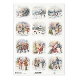 ITD Reispapier Decoupage Bastelpapier Serviettentechnik-R2430 Winter-Kinderstadt