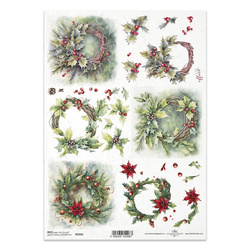 ITD Reispapier Decoupage Bastelpapier Serviettentechnik-R2434 Weihnachtsgirlanden