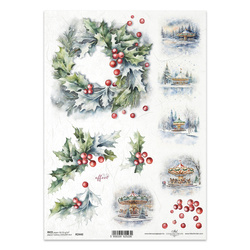 ITD Reispapier Decoupage Bastelpapier Serviettentechnik-R2440 Girlande Winterkatulette