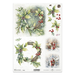 ITD Reispapier Decoupage Bastelpapier Serviettentechnik-R2445 Weihnachtsgirlanden Weihnachtsmann