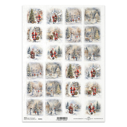 ITD Reispapier Decoupage Bastelpapier Serviettentechnik-R2451 Winteransichten, Weihnachtsmann, Kinder, Schneemänner