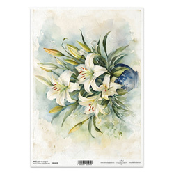 ITD Reispapier Decoupage Bastelpapier Serviettentechnik-R2459 Lilien in einer Vase