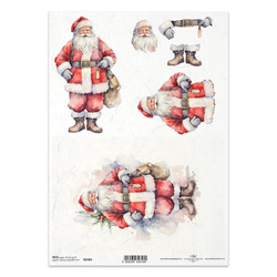 ITD Reispapier Decoupage Bastelpapier Serviettentechnik-R2484 Weihnachtsmann, 3D-Effekt